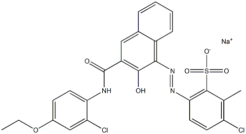 3-Chloro-2-methyl-6-[[3-[[(2-chloro-4-ethoxyphenyl)amino]carbonyl]-2-hydroxy-1-naphtyl]azo]benzenesulfonic acid sodium salt Struktur