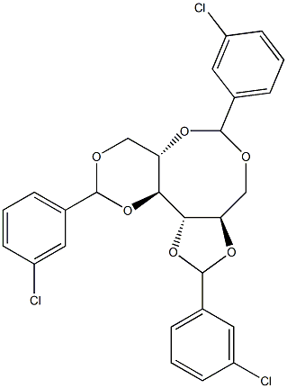 1-O,5-O:2-O,3-O:4-O,6-O-Tris(3-chlorobenzylidene)-L-glucitol Struktur