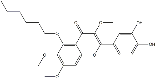 2-(3,4-Dihydroxyphenyl)-5-hexyloxy-3,6,7-trimethoxy-4H-1-benzopyran-4-one Struktur