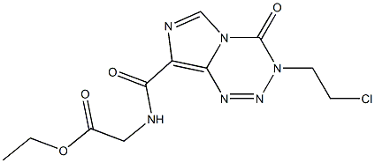 3-(2-Chloroethyl)-3,4-dihydro-4-oxo-N-(ethoxycarbonylmethyl)imidazo[5,1-d]-1,2,3,5-tetrazine-8-carboxamide Struktur