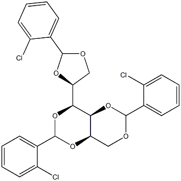 1-O,3-O:2-O,4-O:5-O,6-O-Tris(2-chlorobenzylidene)-L-glucitol Struktur