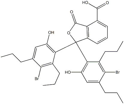 1,1-Bis(3-bromo-6-hydroxy-2,4-dipropylphenyl)-1,3-dihydro-3-oxoisobenzofuran-4-carboxylic acid Struktur