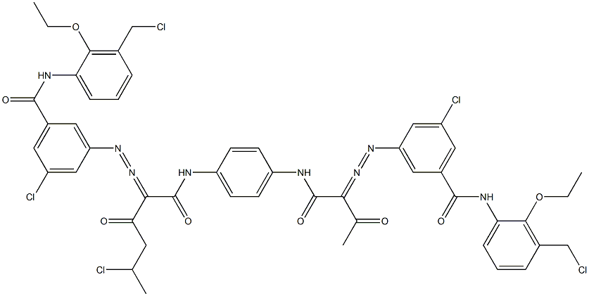 3,3'-[2-(1-Chloroethyl)-1,4-phenylenebis[iminocarbonyl(acetylmethylene)azo]]bis[N-[3-(chloromethyl)-2-ethoxyphenyl]-5-chlorobenzamide] Struktur