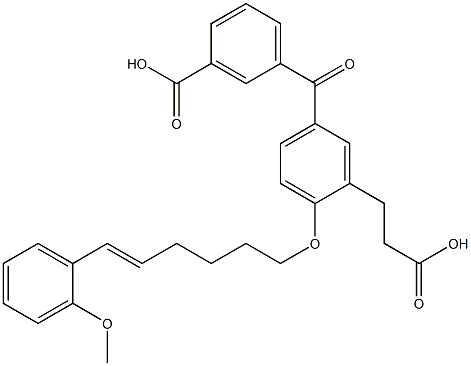 5-(3-Carboxybenzoyl)-2-[(E)-6-(2-methoxyphenyl)-5-hexenyloxy]benzenepropanoic acid Struktur