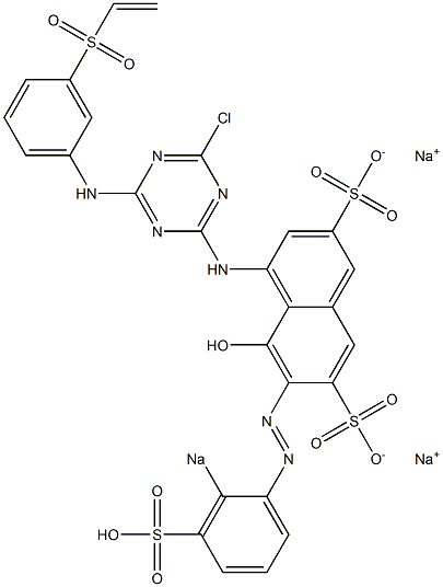 5-Hydroxy-4-[[4-chloro-6-[3-(vinylsulfonyl)anilino]-1,3,5-triazin-2-yl]amino]-6-[(2-sodiosulfophenyl)azo]-2,7-naphthalenedisulfonic acid disodium salt Struktur