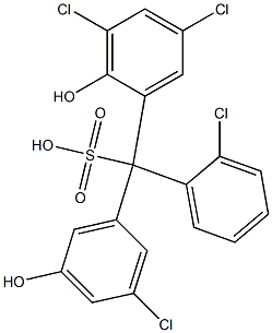 (2-Chlorophenyl)(3-chloro-5-hydroxyphenyl)(3,5-dichloro-2-hydroxyphenyl)methanesulfonic acid Struktur