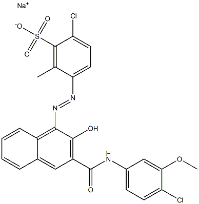 2-Chloro-6-methyl-5-[[3-[[(4-chloro-3-methoxyphenyl)amino]carbonyl]-2-hydroxy-1-naphtyl]azo]benzenesulfonic acid sodium salt Struktur