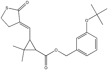 3-[[(3E)-2-Oxothiolan-3-ylidene]methyl]-2,2-dimethylcyclopropanecarboxylic acid 3-tert-butoxybenzyl ester Struktur