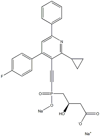 (3R)-4-[[[4-(4-Fluorophenyl)-2-cyclopropyl-6-phenyl-3-pyridinyl]ethynyl]sodiooxyphosphinyl]-3-hydroxybutyric acid sodium salt Struktur