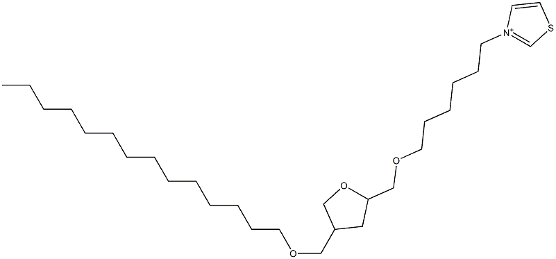 3-[6-[[Tetrahydro-4-tetradecyloxymethylfuran]-2-ylmethoxy]hexyl]thiazolium Struktur