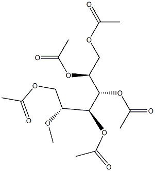 2-O-Methyl-1-O,3-O,4-O,5-O,6-O-pentaacetyl-L-glucitol Struktur