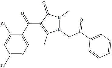 1,3-Dimethyl-4-(2,4-dichlorobenzoyl)-2-phenacyl-3-pyrazolin-5-one Struktur