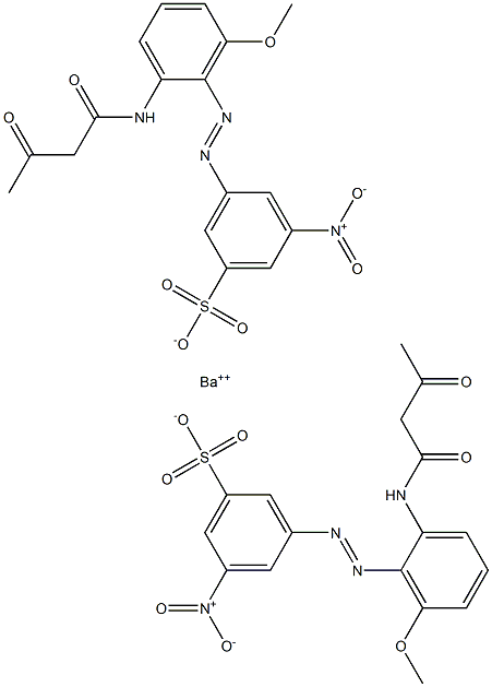 Bis[3-[2-(1,3-dioxobutylamino)-6-methoxyphenylazo]-5-nitrobenzenesulfonic acid]barium salt Struktur