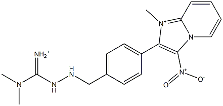 1-Methyl-3-nitro-2-[4-[2-[iminio(dimethylamino)methyl]hydrazinomethyl]phenyl]imidazo[1,2-a]pyridin-1-ium Struktur