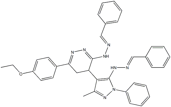 3-(2-Benzylidenehydrazino)-4,5-dihydro-6-(4-ethoxyphenyl)-4-(1-phenyl-5-(2-benzylidenehydrazino)-3-methyl-1H-pyrazol-4-yl)pyridazine Struktur