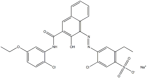 3-Chloro-6-ethyl-4-[[3-[[(2-chloro-5-ethoxyphenyl)amino]carbonyl]-2-hydroxy-1-naphtyl]azo]benzenesulfonic acid sodium salt Struktur