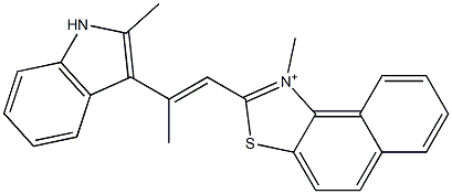 1-Methyl-2-[2-(2-methyl-1H-indol-3-yl)-1-propenyl]naphtho[1,2-d]thiazol-1-ium Struktur