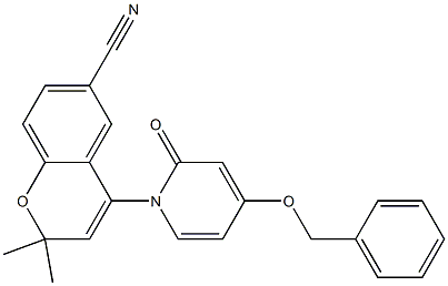 2,2-Dimethyl-6-cyano-4-[(4-benzyloxy-1,2-dihydro-2-oxopyridin)-1-yl]-2H-1-benzopyran Struktur