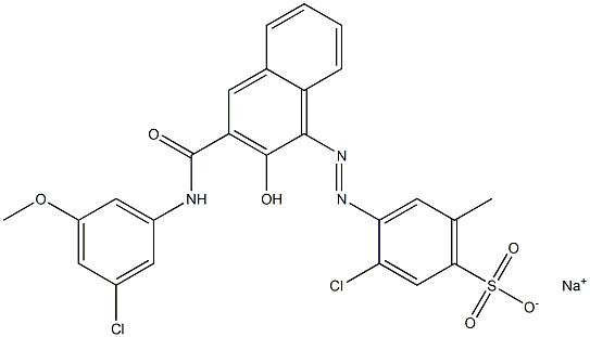 3-Chloro-6-methyl-4-[[3-[[(3-chloro-5-methoxyphenyl)amino]carbonyl]-2-hydroxy-1-naphtyl]azo]benzenesulfonic acid sodium salt Struktur