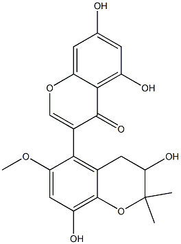 3-[(3,4-Dihydro-3,8-dihydroxy-6-methoxy-2,2-dimethyl-2H-1-benzopyran)-5-yl]-5,7-dihydroxy-4H-1-benzopyran-4-one Struktur