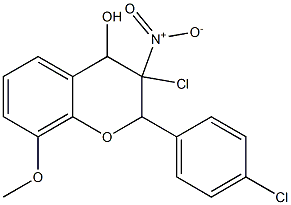 3-Chloro-3,4-dihydro-4-hydroxy-3-nitro-2-(4-chlorophenyl)-8-methoxy-2H-1-benzopyran Struktur