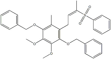 1,4-Bis(benzyloxy)-2,3-dimethoxy-5-methyl-6-(3-phenylsulfonyl-2-butenyl)benzene Struktur