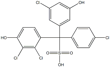 (4-Chlorophenyl)(3-chloro-5-hydroxyphenyl)(2,3-dichloro-4-hydroxyphenyl)methanesulfonic acid Struktur