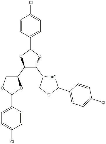 1-O,2-O:3-O,4-O:5-O,6-O-Tris(4-chlorobenzylidene)-D-glucitol Struktur