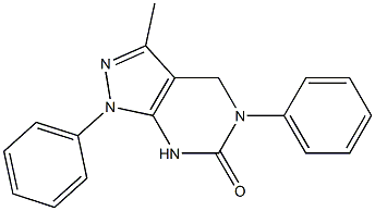 3-Methyl-1-phenyl-5-phenyl-4,5-dihydro-1H-pyrazolo[3,4-d]pyrimidin-6(7H)-one Struktur