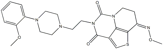 4-[2-[[4-(2-Methoxyphenyl)piperazin]-1-yl]ethyl]-8-methoxyimino-7,8-dihydro-3H,6H-1-thia-4,5a-diazaacenaphthylene-3,5(4H)-dione Struktur