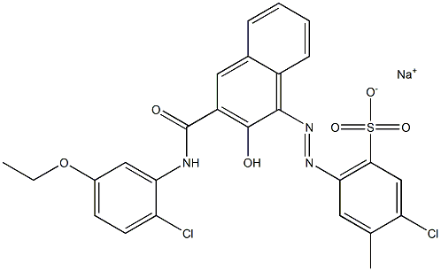 3-Chloro-4-methyl-6-[[3-[[(2-chloro-5-ethoxyphenyl)amino]carbonyl]-2-hydroxy-1-naphtyl]azo]benzenesulfonic acid sodium salt Struktur