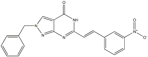 6-(m-Nitrostyryl)-2-benzyl-2H-pyrazolo[3,4-d]pyrimidin-4(5H)-one Struktur