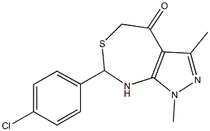 7-(4-Chlorophenyl)-7,8-dihydro-1,3-dimethyl-1H-pyrazolo[3,4-d][1,3]thiazepin-4(5H)-one Struktur