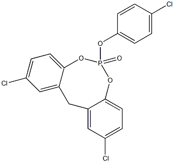 2,10-Dichloro-6-(4-chlorophenoxy)-12H-dibenzo[d,g][1,3,2]dioxaphosphocin 6-oxide Struktur