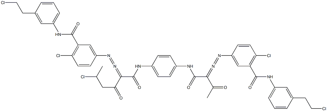 3,3'-[2-(1-Chloroethyl)-1,4-phenylenebis[iminocarbonyl(acetylmethylene)azo]]bis[N-[3-(2-chloroethyl)phenyl]-6-chlorobenzamide] Struktur