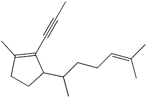 1-Methyl-3-(1,5-dimethyl-4-hexenyl)-2-(1-propynyl)cyclopentene Struktur