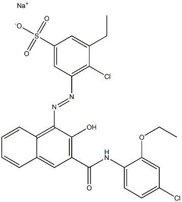 4-Chloro-3-ethyl-5-[[3-[[(4-chloro-2-ethoxyphenyl)amino]carbonyl]-2-hydroxy-1-naphtyl]azo]benzenesulfonic acid sodium salt Struktur