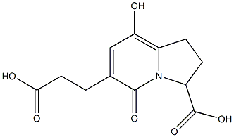 5-Oxo-6-(2-carboxyethyl)-8-hydroxy-1,2,3,5-tetrahydroindolizine-3-carboxylic acid Struktur