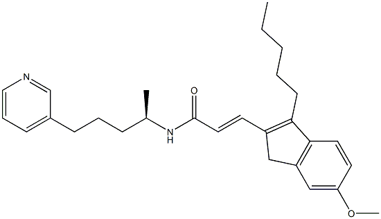 (E)-3-(6-Methoxy-3-pentyl-1H-inden-2-yl)-N-[(R)-1-methyl-4-(3-pyridinyl)butyl]acrylamide Struktur