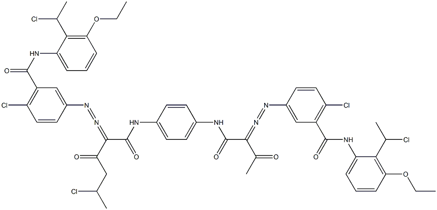 3,3'-[2-(1-Chloroethyl)-1,4-phenylenebis[iminocarbonyl(acetylmethylene)azo]]bis[N-[2-(1-chloroethyl)-3-ethoxyphenyl]-6-chlorobenzamide] Struktur