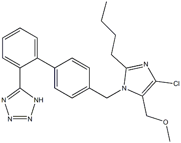 2-Butyl-4-chloro-5-methoxymethyl-1-[[2'-(1H-tetrazol-5-yl)-1,1'-biphenyl-4-yl]methyl]-1H-imidazole Struktur