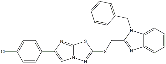 2-[(1-Benzyl-1H-benzimidazol-2-yl)methylthio]-6-(4-chlorophenyl)imidazo[2,1-b][1,3,4]thiadiazole Struktur