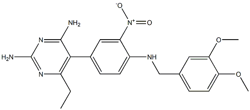 2,4-Diamino-6-ethyl-5-(3-nitro-4-[(3,4-dimethoxybenzyl)amino]phenyl)pyrimidine Struktur