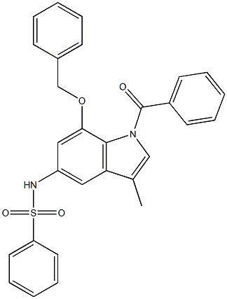 1-Benzoyl-7-benzyloxy-3-methyl-5-phenylsulfonylamino-1H-indole Struktur