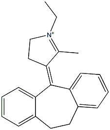 1-Ethyl-3-(10,11-dihydro-5H-dibenzo[a,d]cyclohepten-5-ylidene)-2-methyl-1-pyrroline-1-ium Struktur