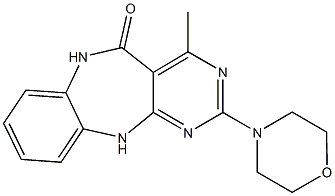 2-Morpholino-4-methyl-11H-pyrimido[4,5-b][1,5]benzodiazepin-5(6H)-one Struktur