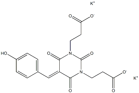 Hexahydro-5-(4-hydroxybenzylidene)-2,4,6-trioxo-1,3-pyrimidinedipropionic acid dipotassium salt Struktur