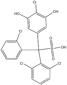 (2-Chlorophenyl)(2,6-dichlorophenyl)(4-chloro-3,5-dihydroxyphenyl)methanesulfonic acid Struktur