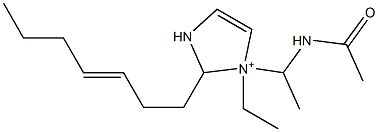 1-[1-(Acetylamino)ethyl]-1-ethyl-2-(3-heptenyl)-4-imidazoline-1-ium Struktur