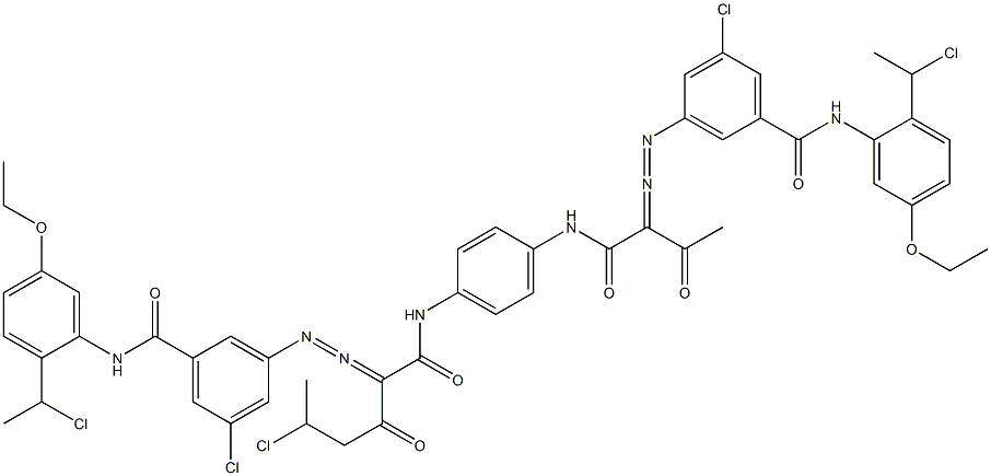 3,3'-[2-(1-Chloroethyl)-1,4-phenylenebis[iminocarbonyl(acetylmethylene)azo]]bis[N-[2-(1-chloroethyl)-5-ethoxyphenyl]-5-chlorobenzamide] Struktur